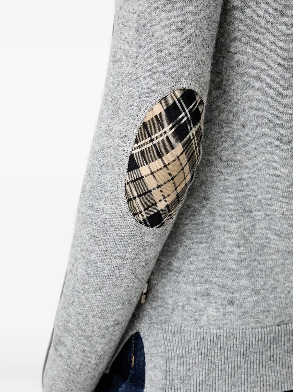 Barbour Pendle tartan-patch roll-neck sweater Grijs