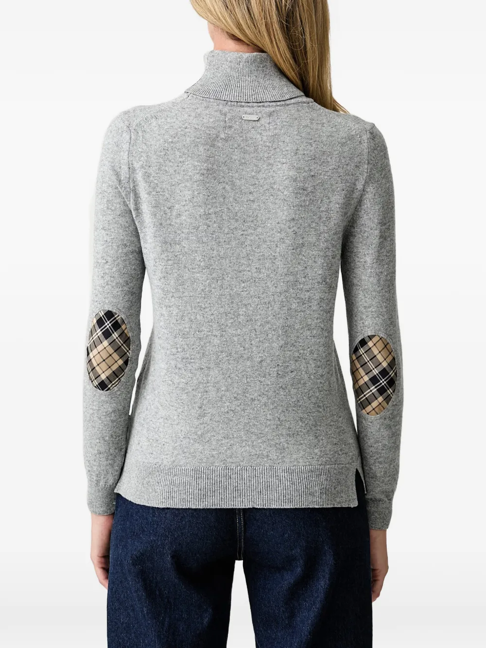 Barbour Pendle tartan-patch roll-neck sweater Grijs