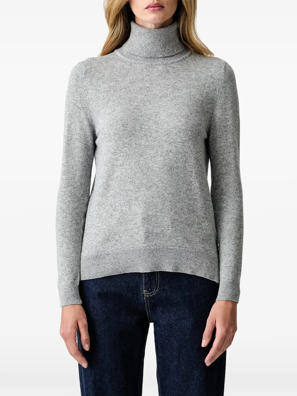 Barbour Pendle tartan-patch roll-neck sweater Grijs