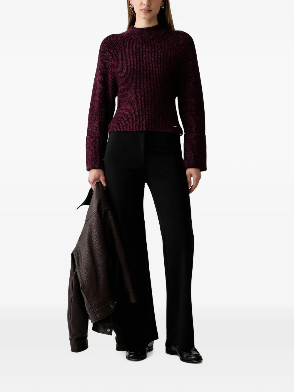 DKNY buckle-detail flared trousers Zwart