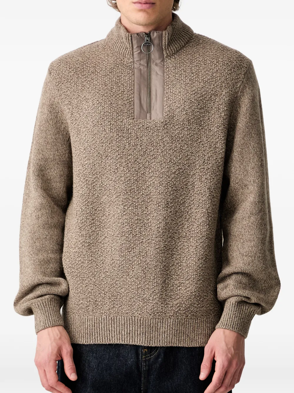 Barbour Gebreide trui met halve rits Bruin
