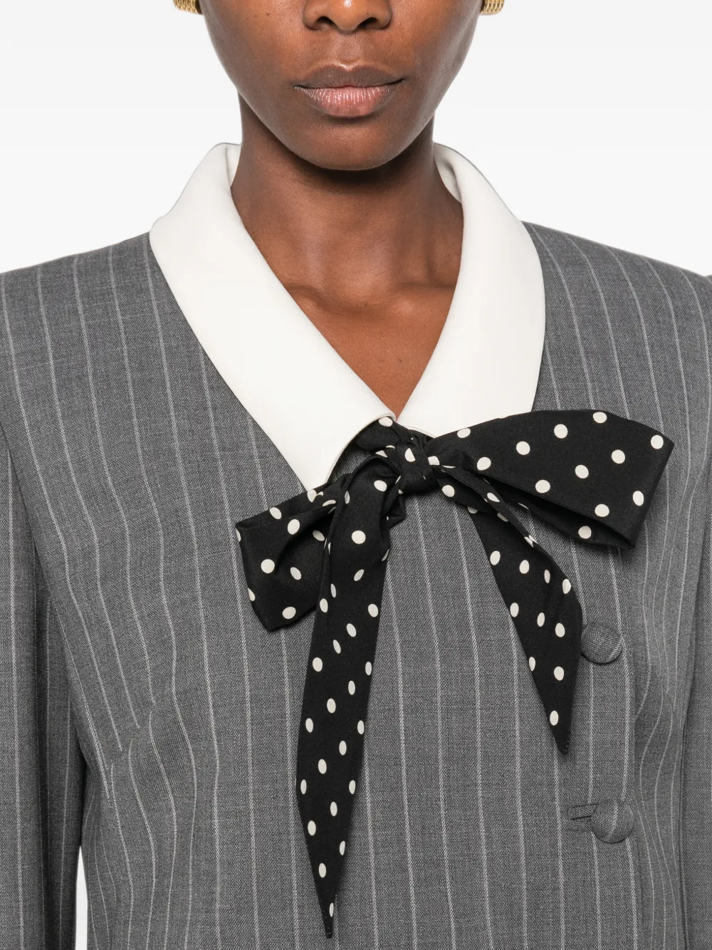 Valentino Garavani pinstripe-pattern polka-dot bow mini dress Grijs