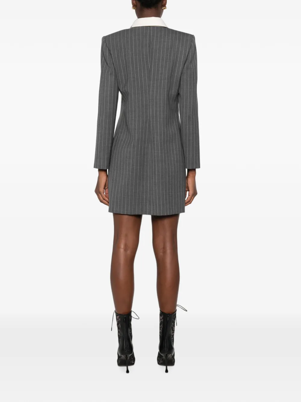 Valentino Garavani pinstripe-pattern polka-dot bow mini dress Grijs