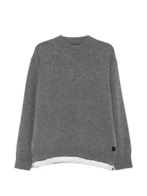 sacai logo-patch drawstring sweater
