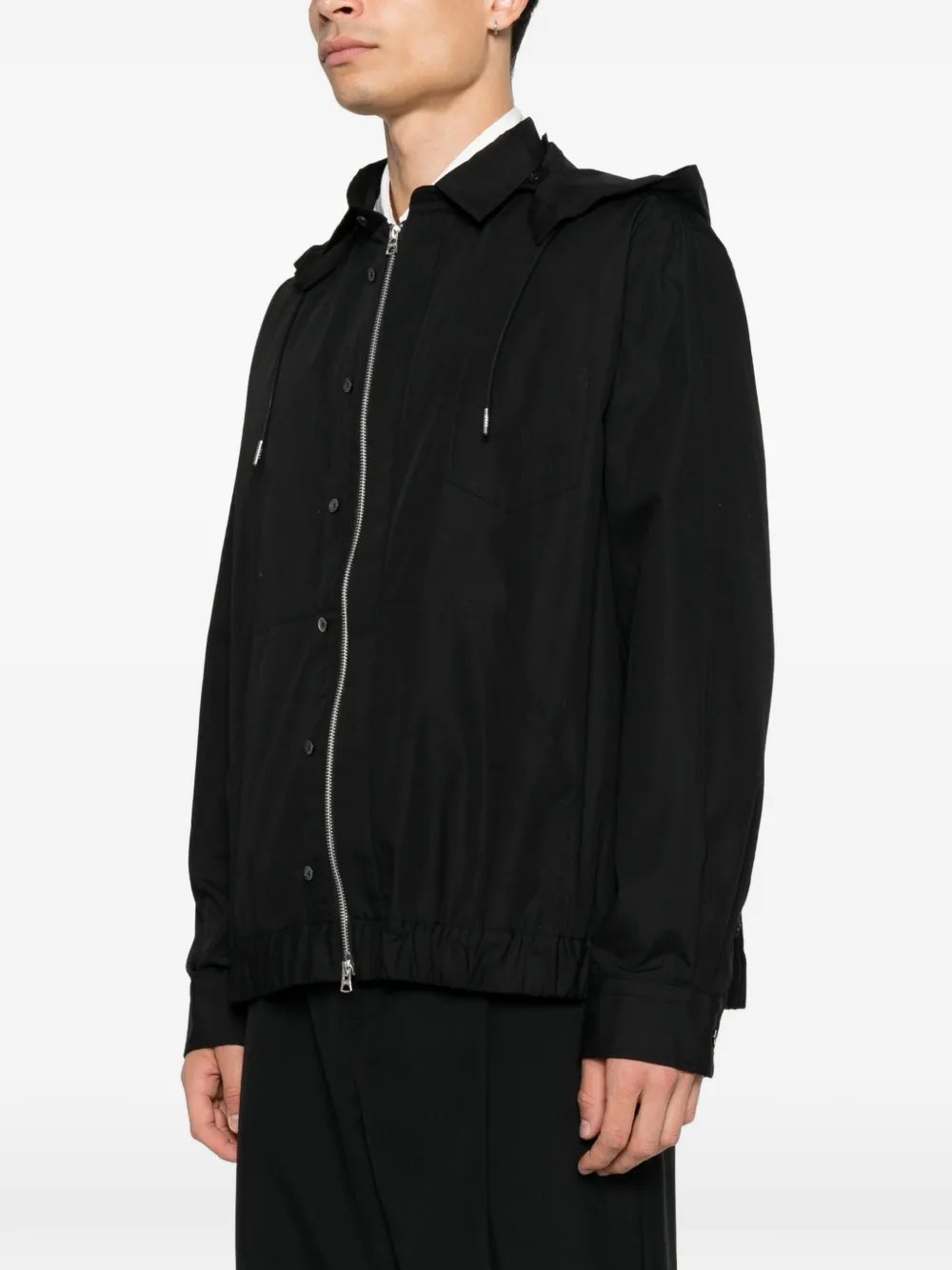 sacai hooded zip-up lightweight jacket Zwart