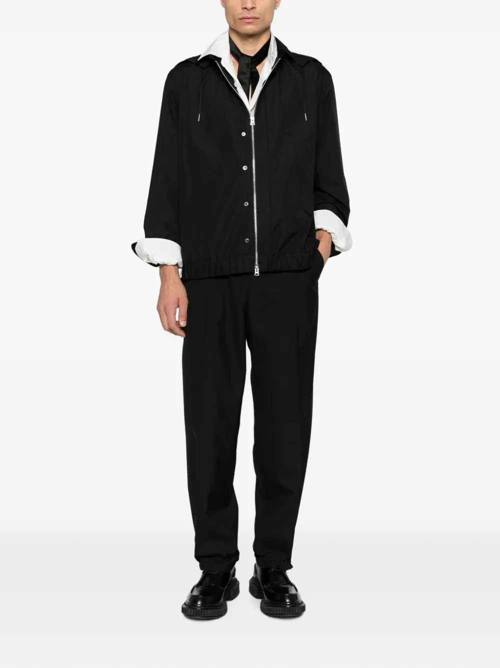 sacai hooded zip-up lightweight jacket Zwart