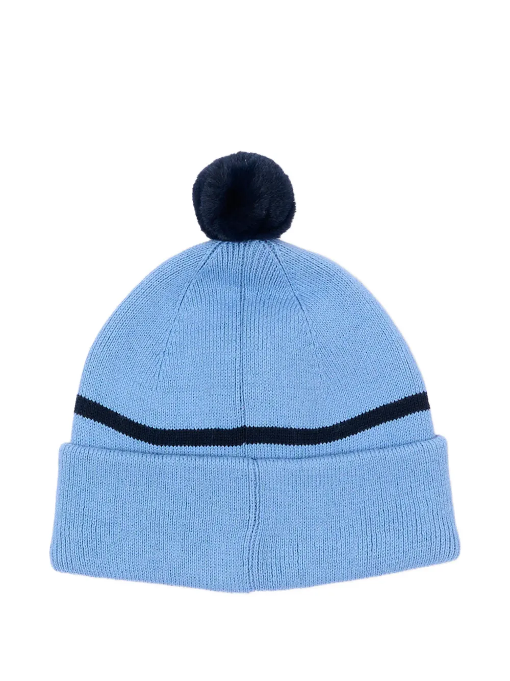 BOSS Kidswear pom-pom stripe-detail cotton beanie hat Blauw