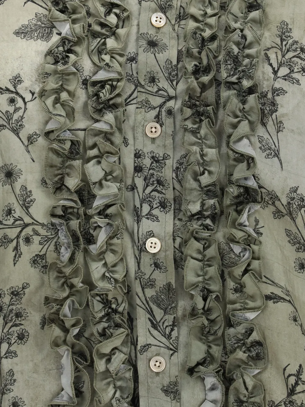 R13 floral-print ruffled shirt Groen