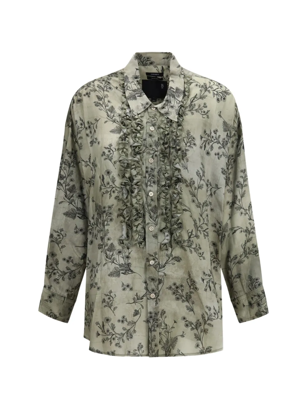 R13 floral-print ruffled shirt