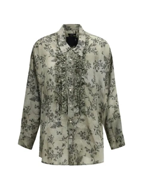 R13 floral-print ruffled shirt
