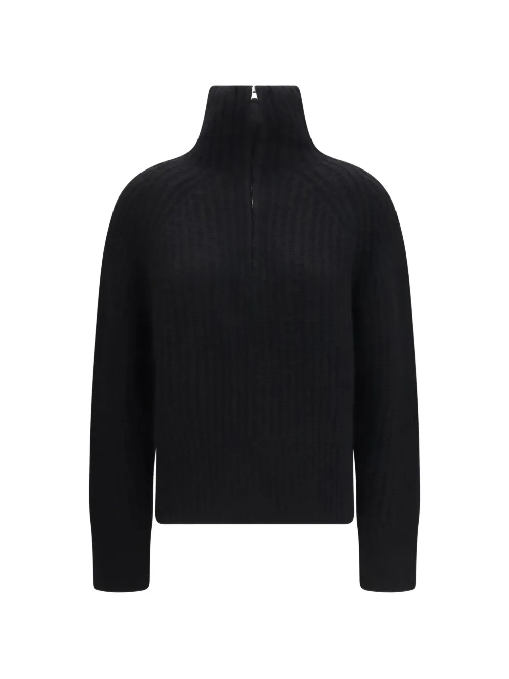 Allude Troyer ribbed-knit half-zip sweater - Schwarz