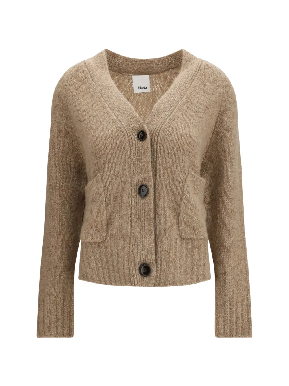 Allude Kaschmircardigan mit V-Ausschnitt - Nude