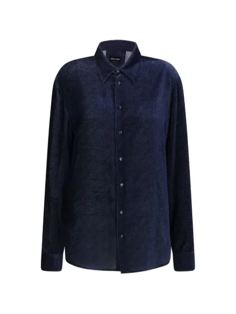 Giorgio Armani devoré velvet-twill shirt