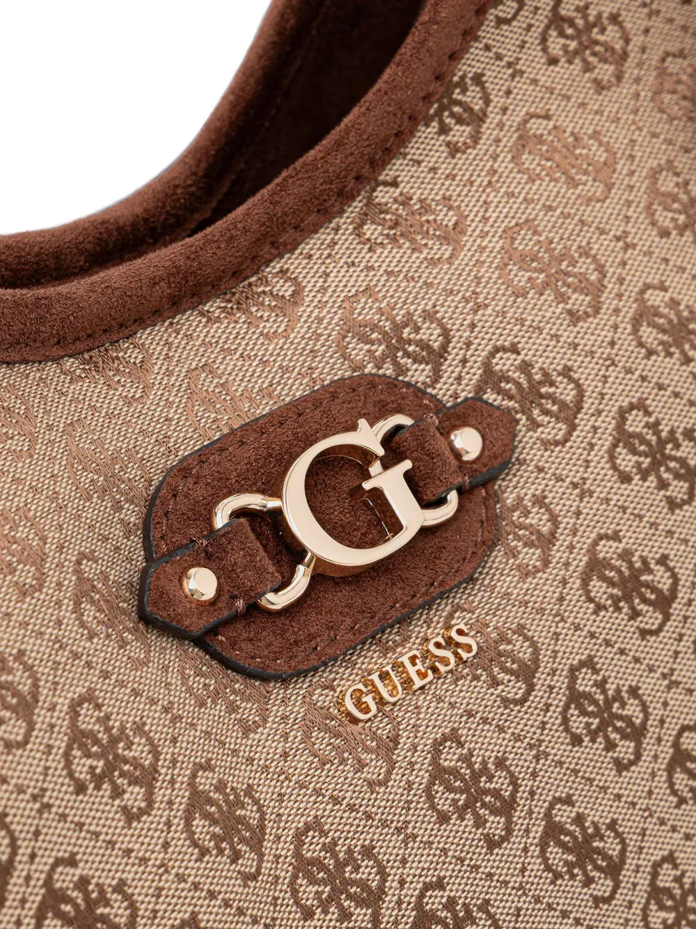 GUESS USA Samantha shopper met monogramprint en logoplakkaat Beige
