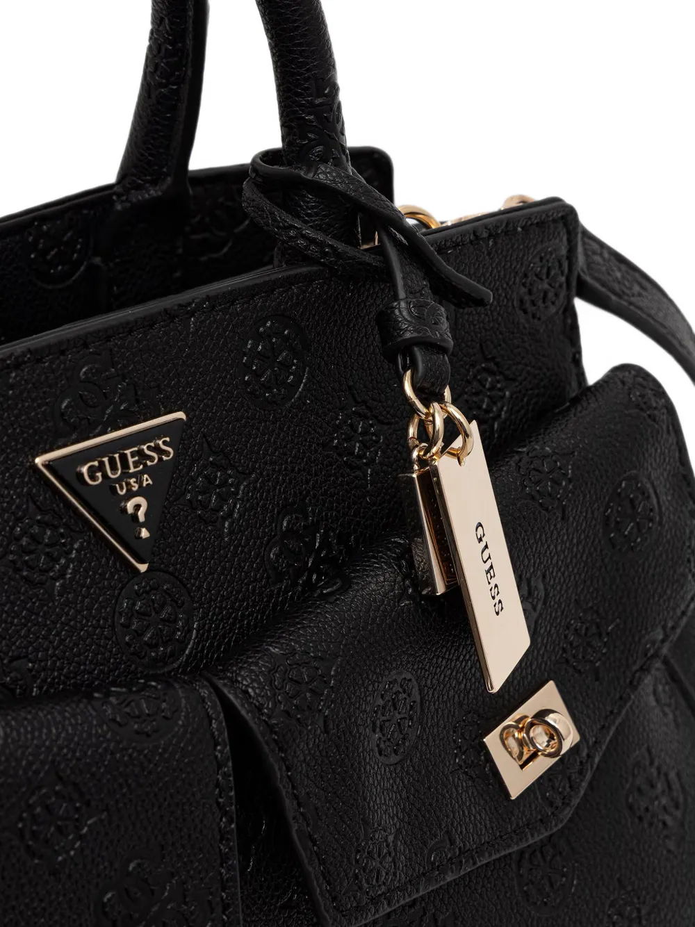 GUESS USA Blake shopper met logo-reliëf en voorzak Zwart