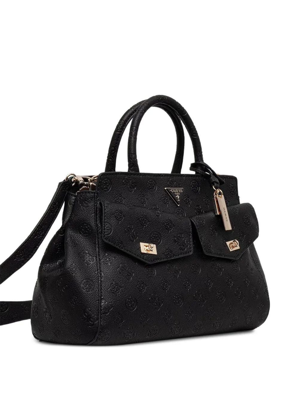 GUESS USA Blake shopper met logo-reliëf en voorzak Zwart