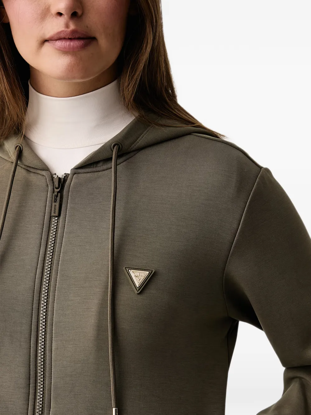 GUESS USA logo-plaque zip-up hoodie Groen