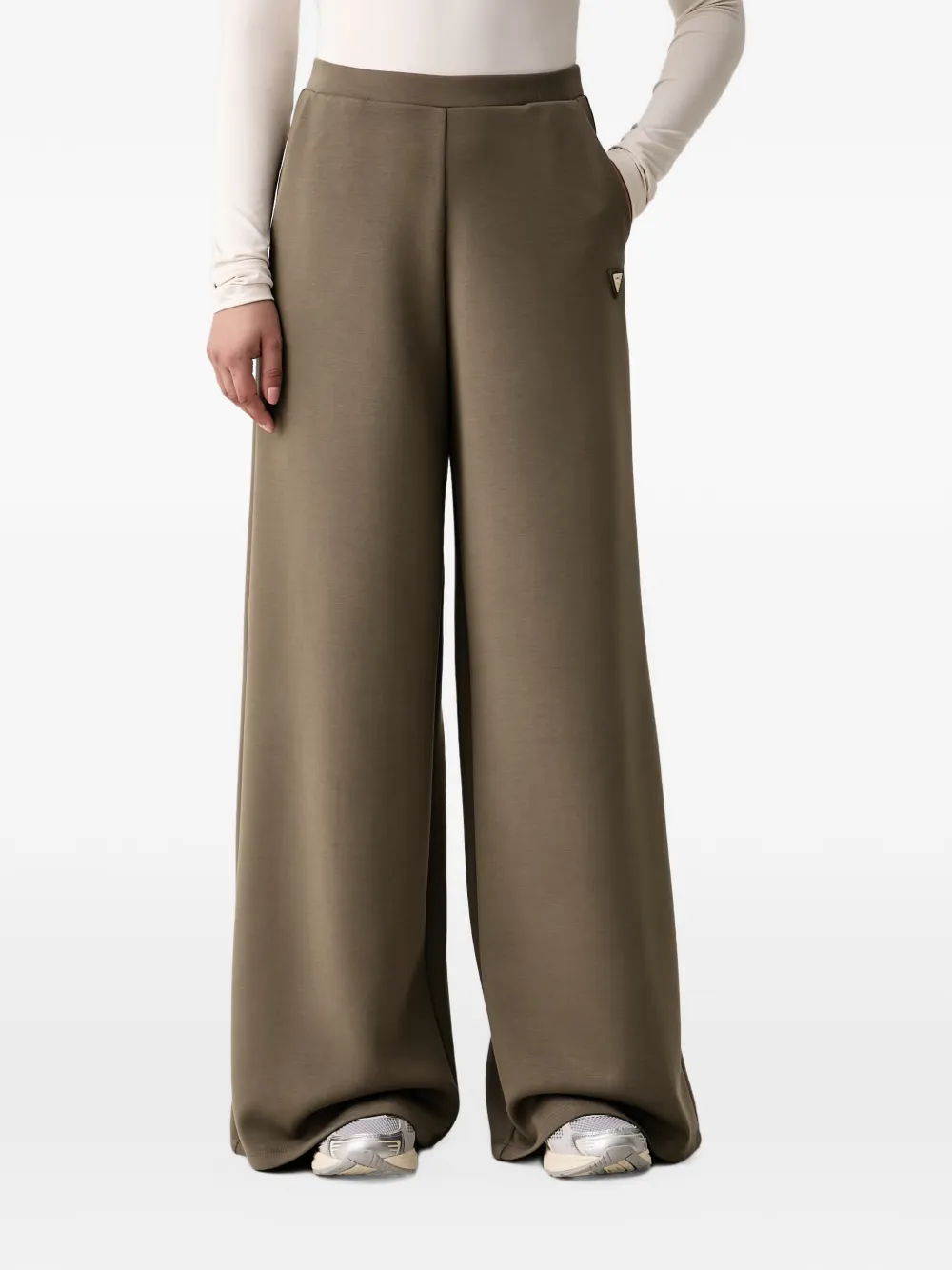 GUESS USA logo-plaque wide-leg track-pants - Grün