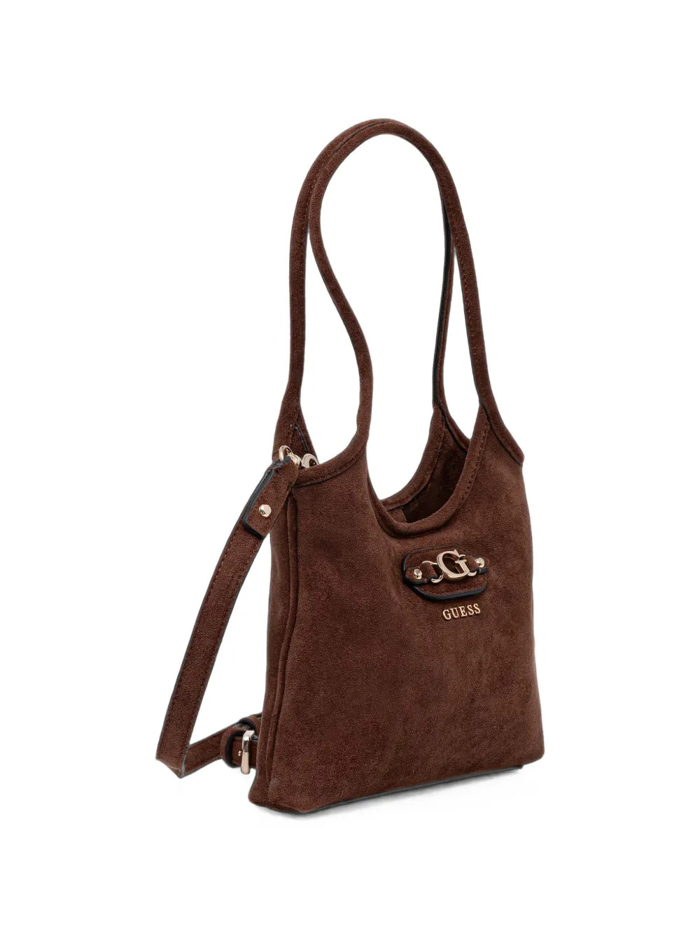 GUESS USA Samantha mini-shopper met logoplakkaat Bruin
