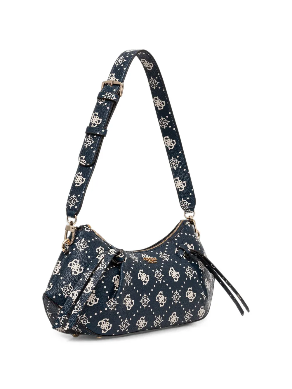 GUESS USA Allegra schoudertas met monogramprint en logoplakkaat Blauw
