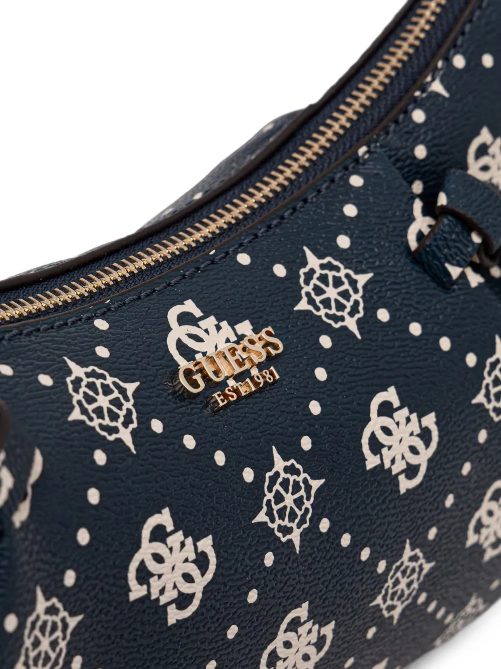 GUESS USA Allegra schoudertas met monogramprint en logoplakkaat Blauw