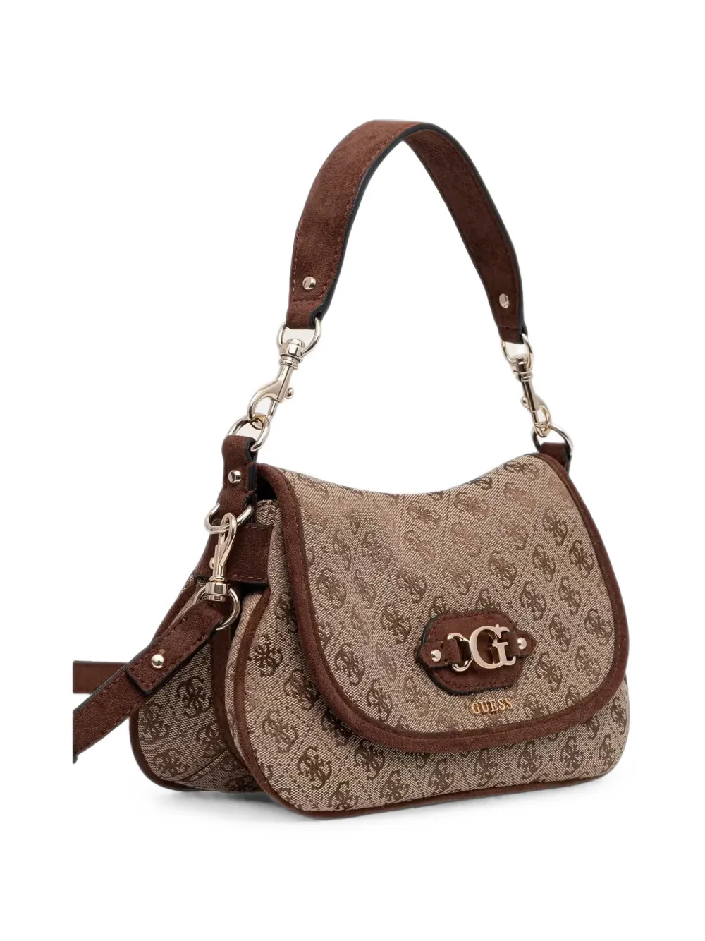 GUESS USA Samantha schoudertas met monogram-print Beige