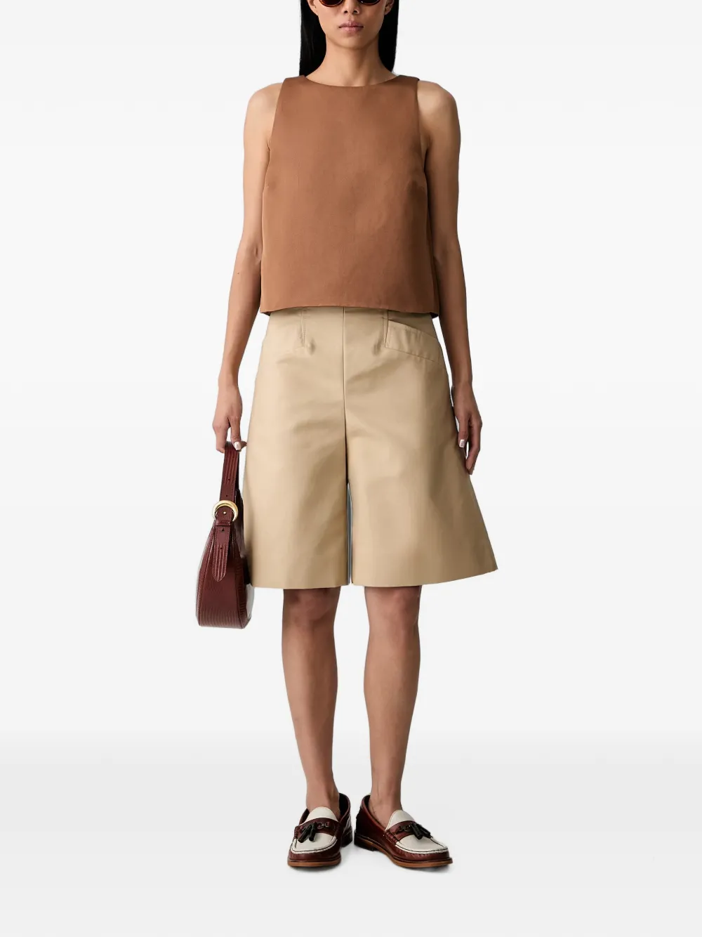 GANNI Top van bruin twill