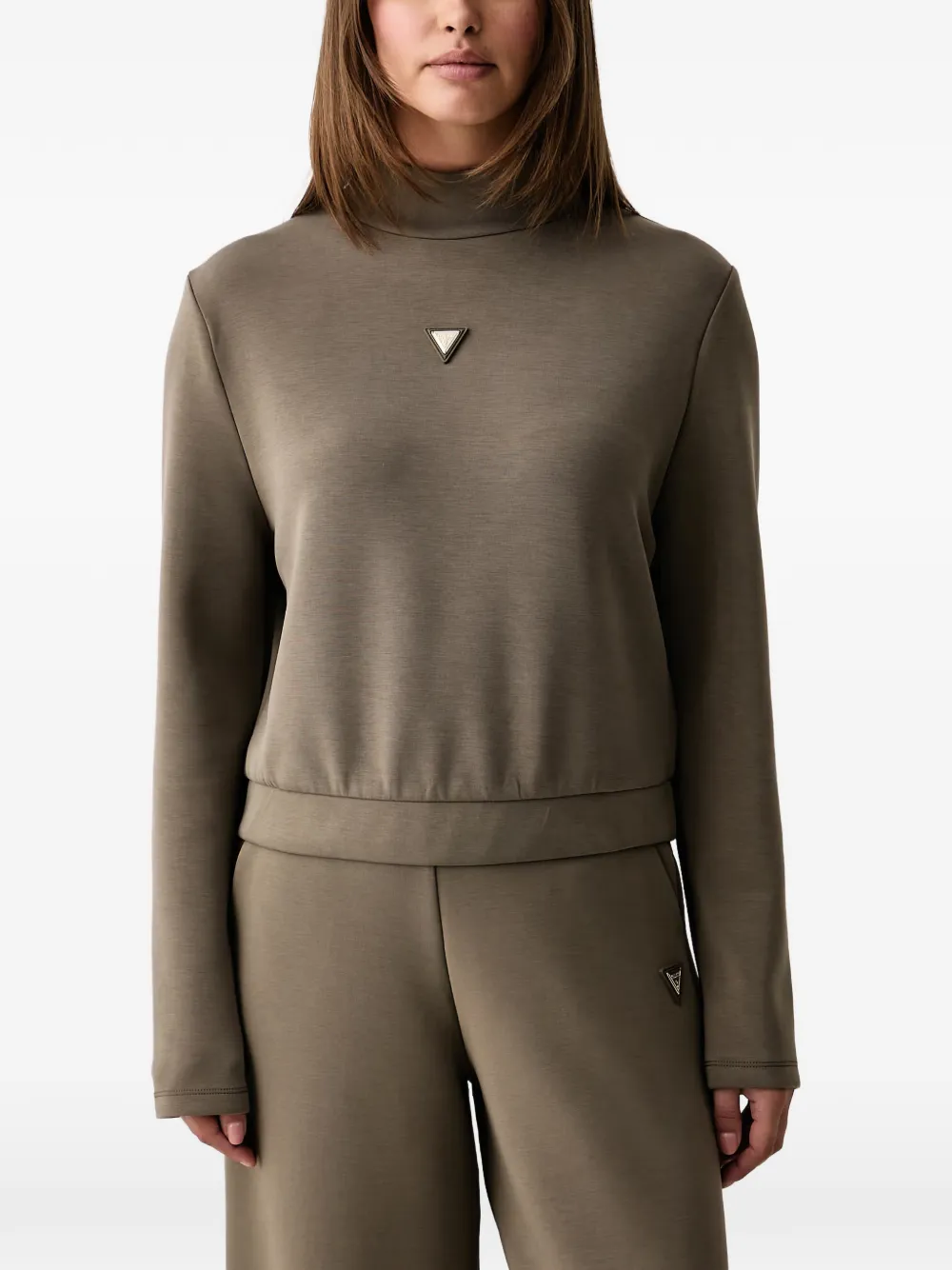 GUESS USA logo-plaque high-neck sweatshirt - Braun