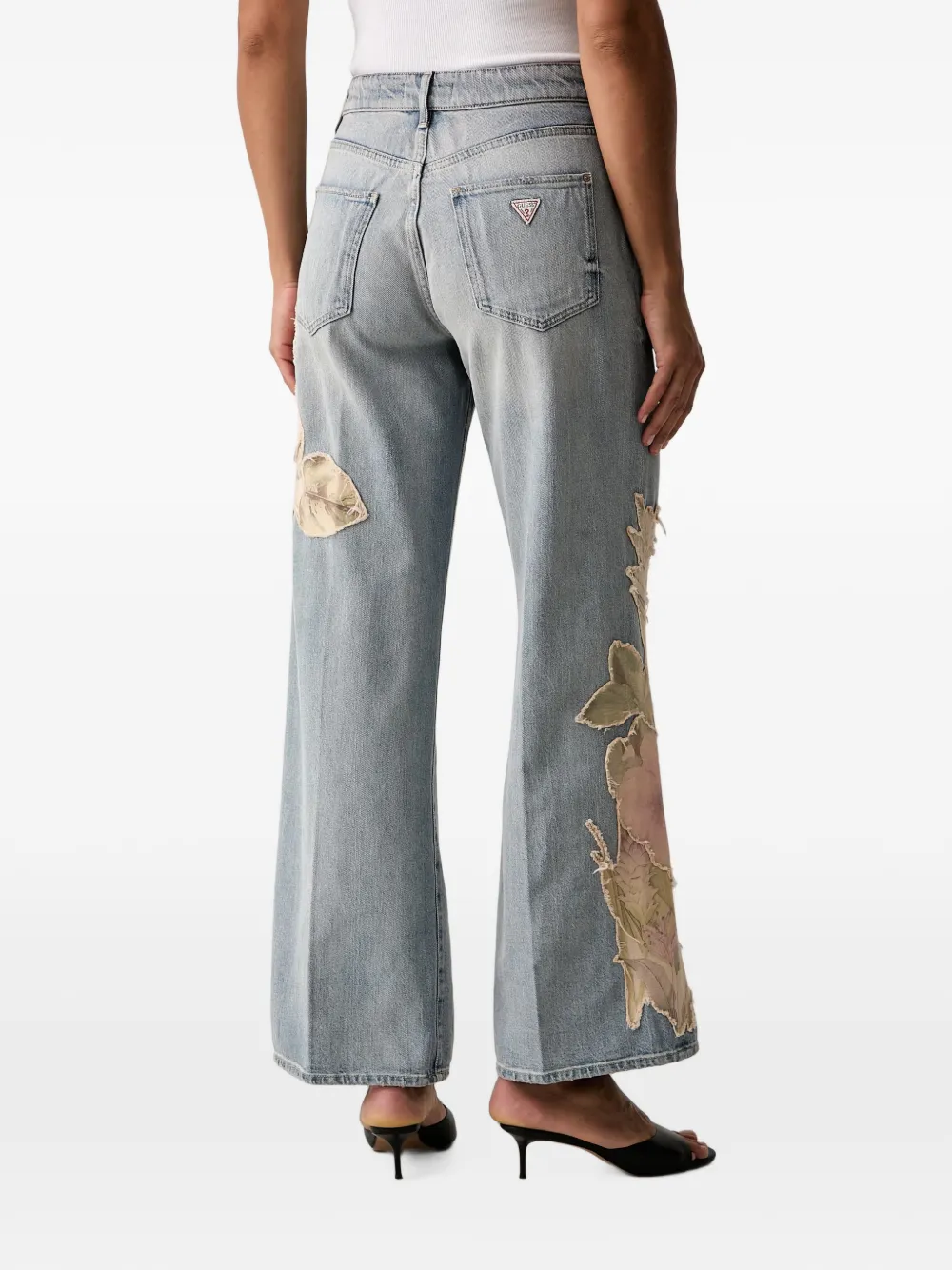 GUESS USA Jeans met patchwork en bloemenpatroon Blauw