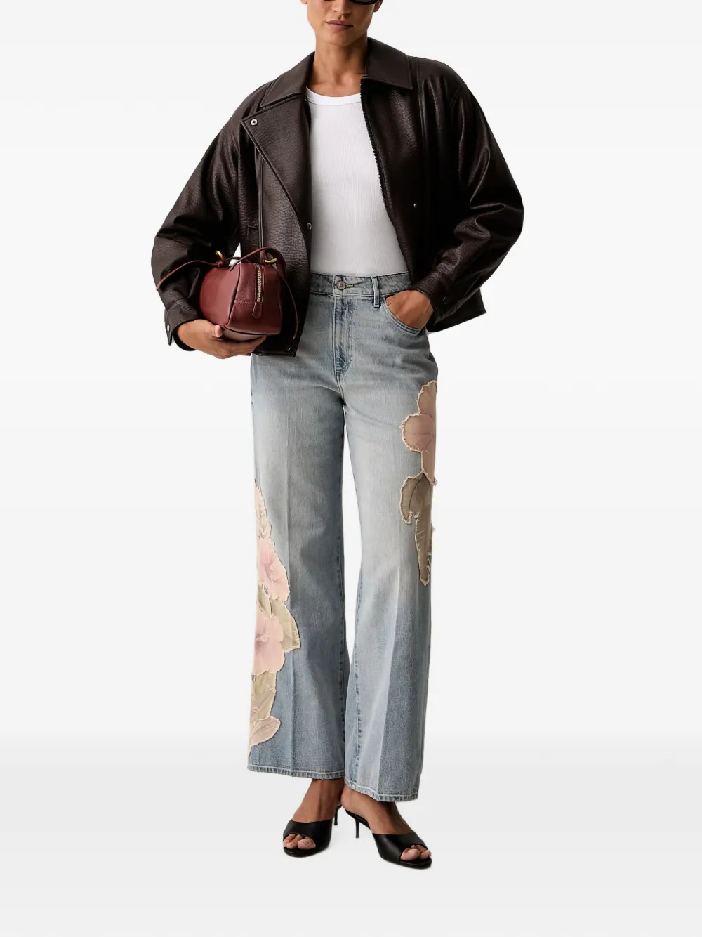 GUESS USA Jeans met patchwork en bloemenpatroon Blauw
