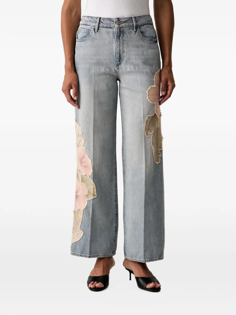 GUESS USA floral-motif patchwork jeans - Blu