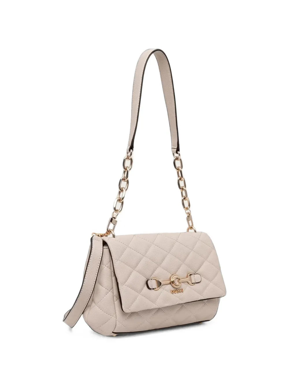 GUESS USA Frances gewatteerde schoudertas met logoplakkaat Beige