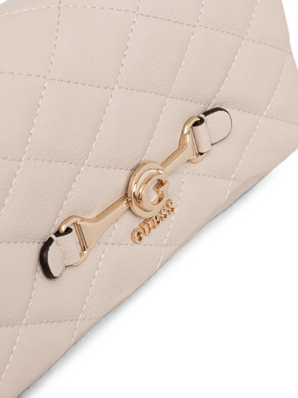 GUESS USA Frances gewatteerde schoudertas met logoplakkaat Beige
