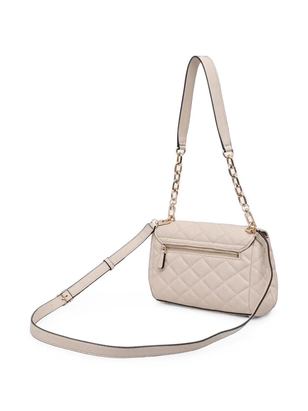GUESS USA Frances gewatteerde schoudertas met logoplakkaat Beige