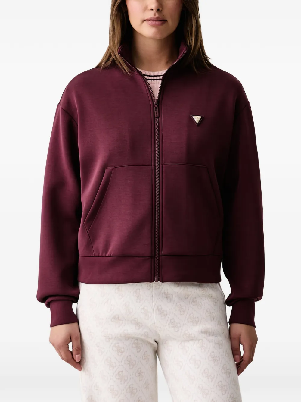 GUESS USA logo-plaque zip-up hoodie