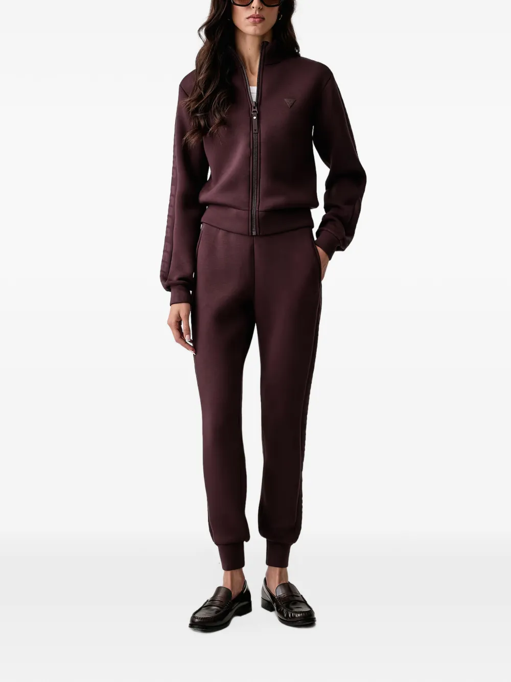 GUESS USA logo-patch zip-up sweatshirt Rood