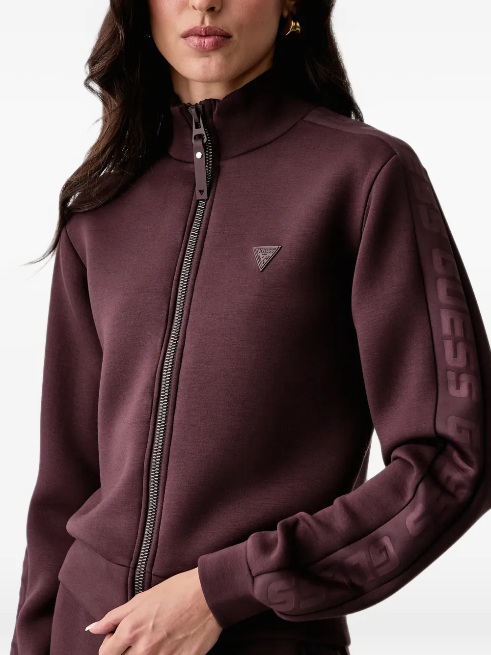 GUESS USA logo-patch zip-up sweatshirt Rood