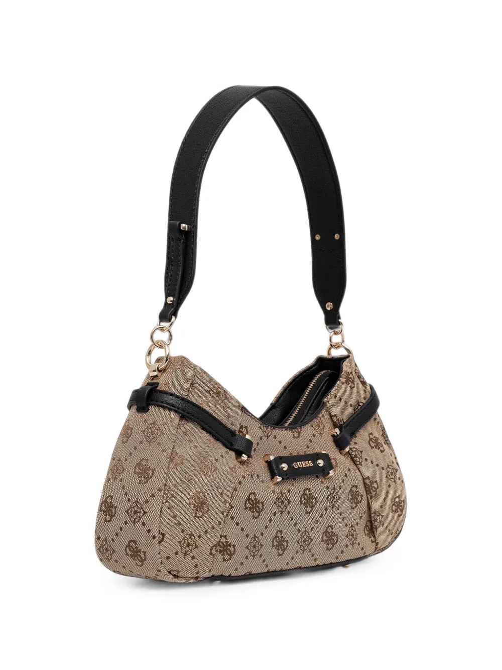GUESS USA Dorothy schoudertas met monogramprint en logoplakkaat Bruin