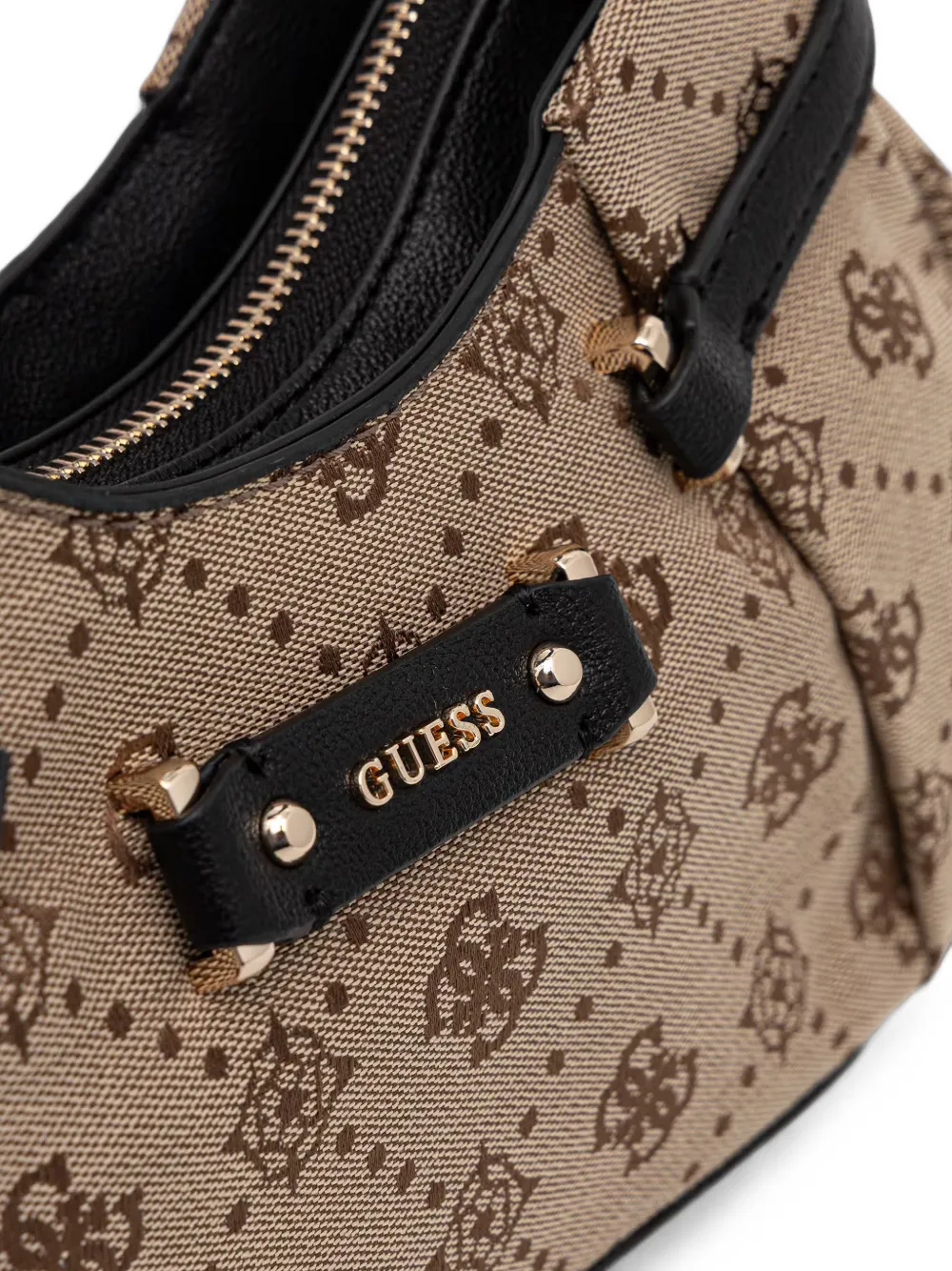 GUESS USA Dorothy schoudertas met monogramprint en logoplakkaat Bruin