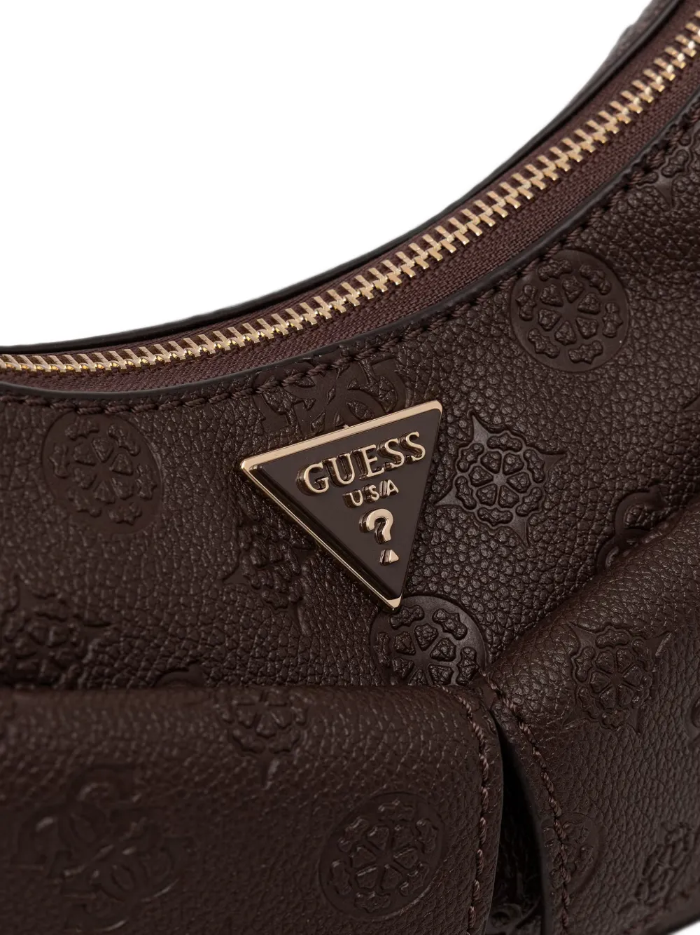 GUESS USA Blake schoudertas met logo-reliëf en zakdetail Bruin