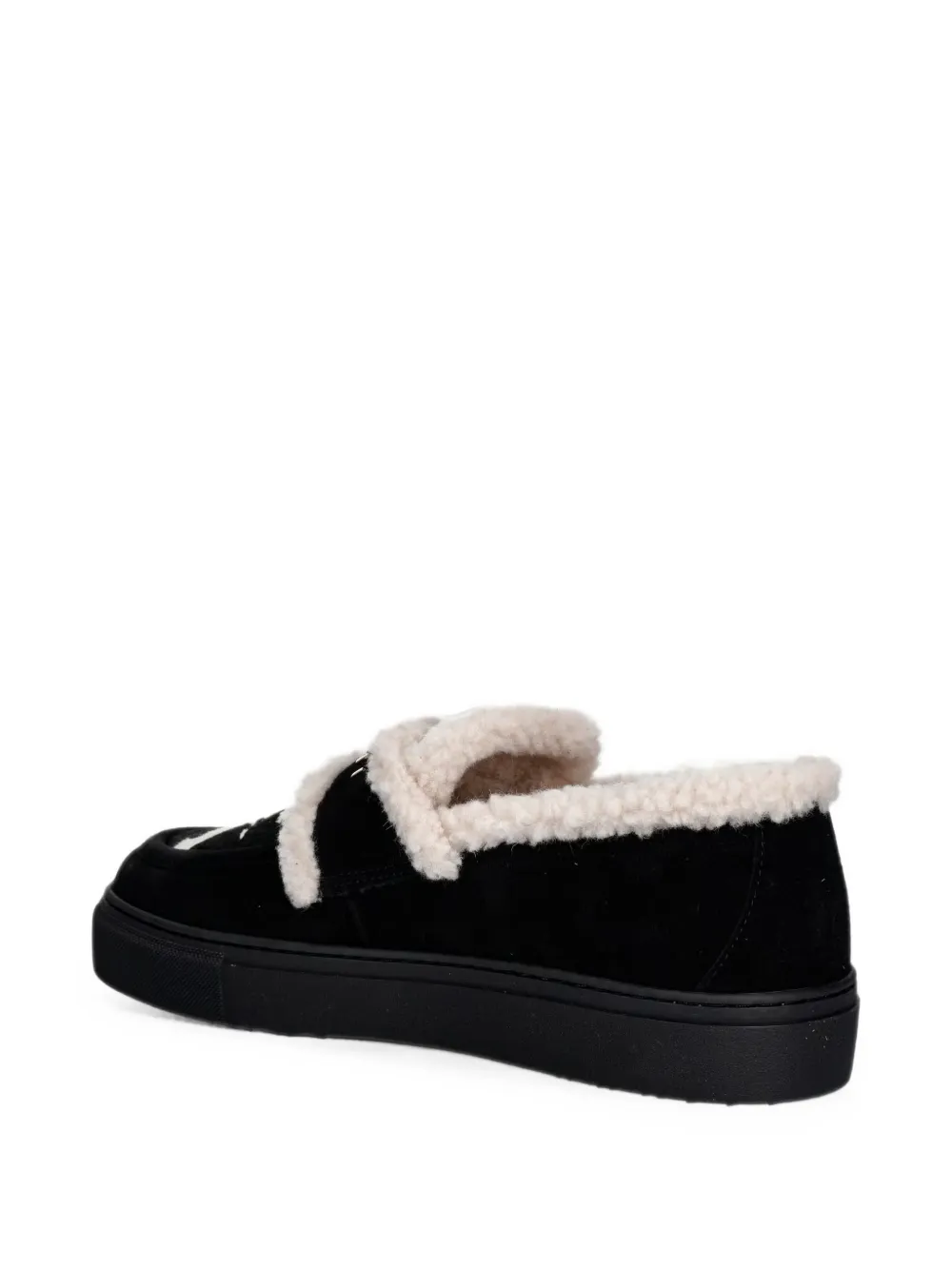 Inuikii shearling-trim cow-print loafers Zwart