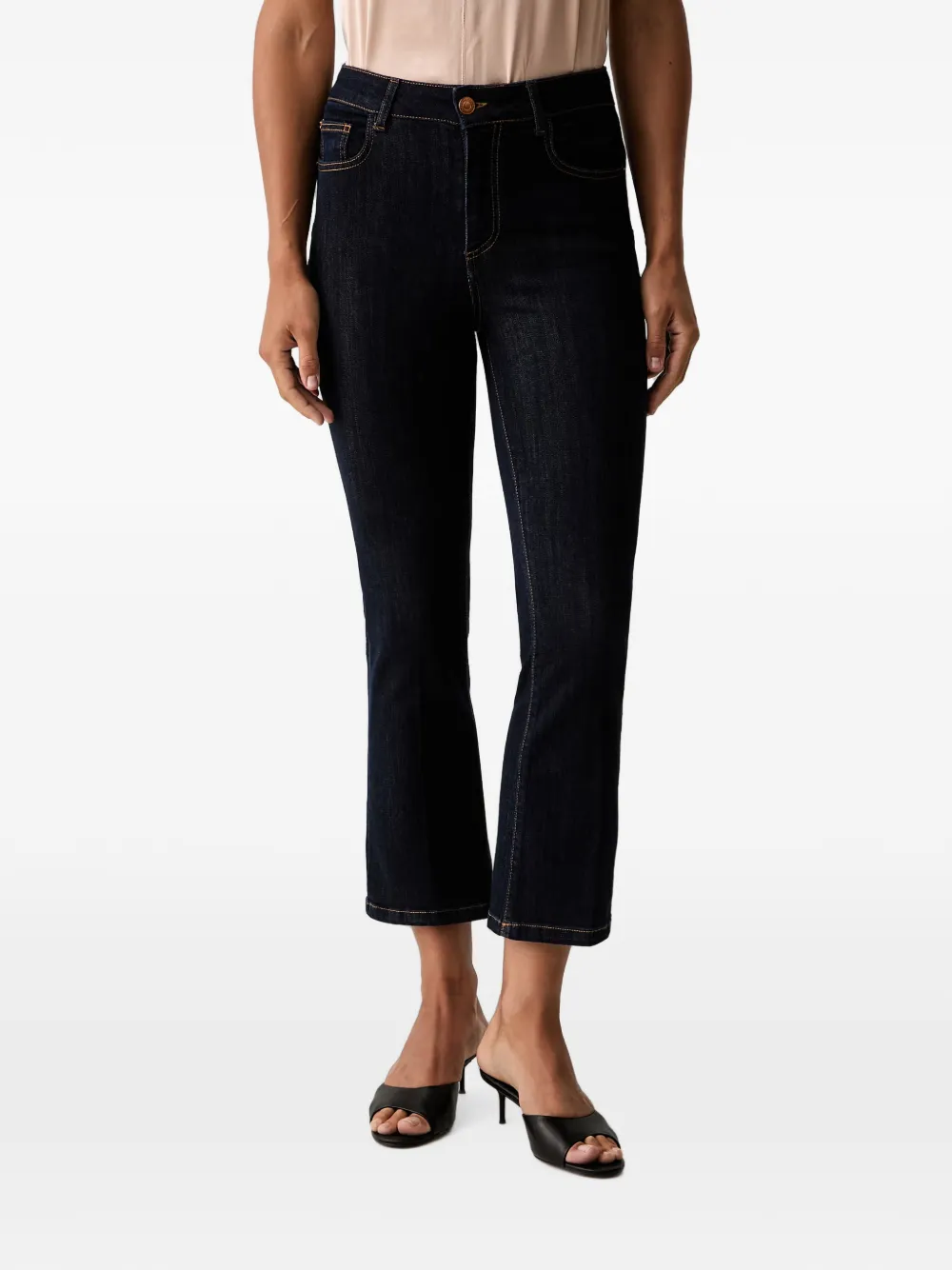 Fracomina Cropped Flared Jeans In Blue