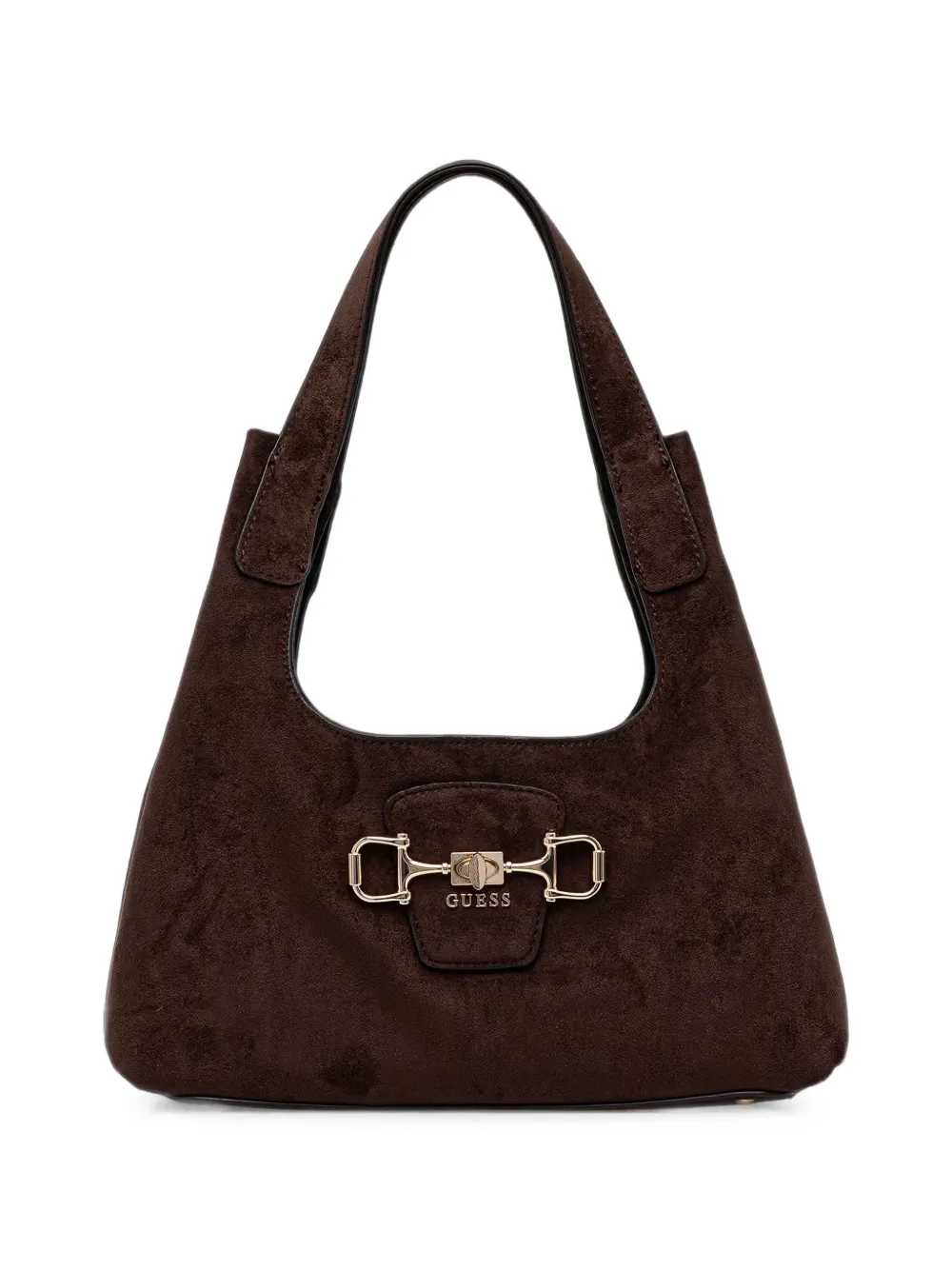 GUESS USA Sunset horsebit-detail suede shoulder bag - Marrone