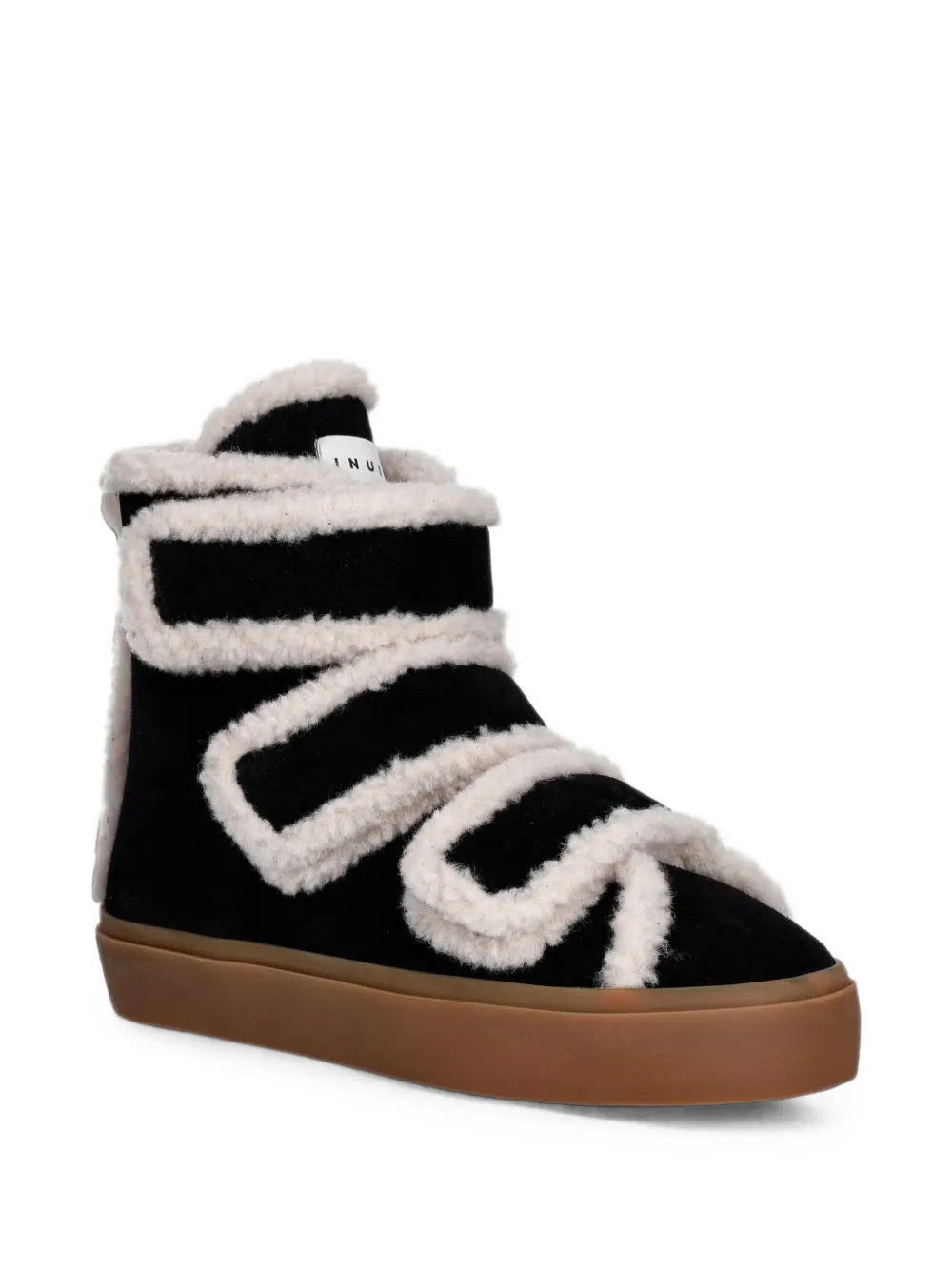 Inuikii shearling-trim touch-strap sneakers Zwart