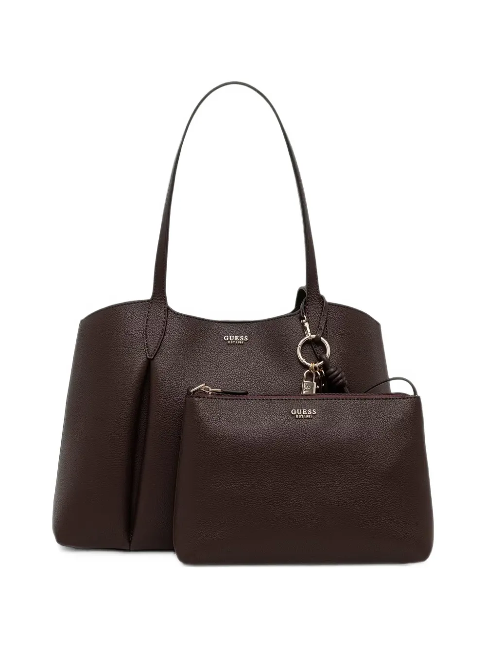 GUESS USA Melody logo-plaque pebbled-effect tote bag - Marrone