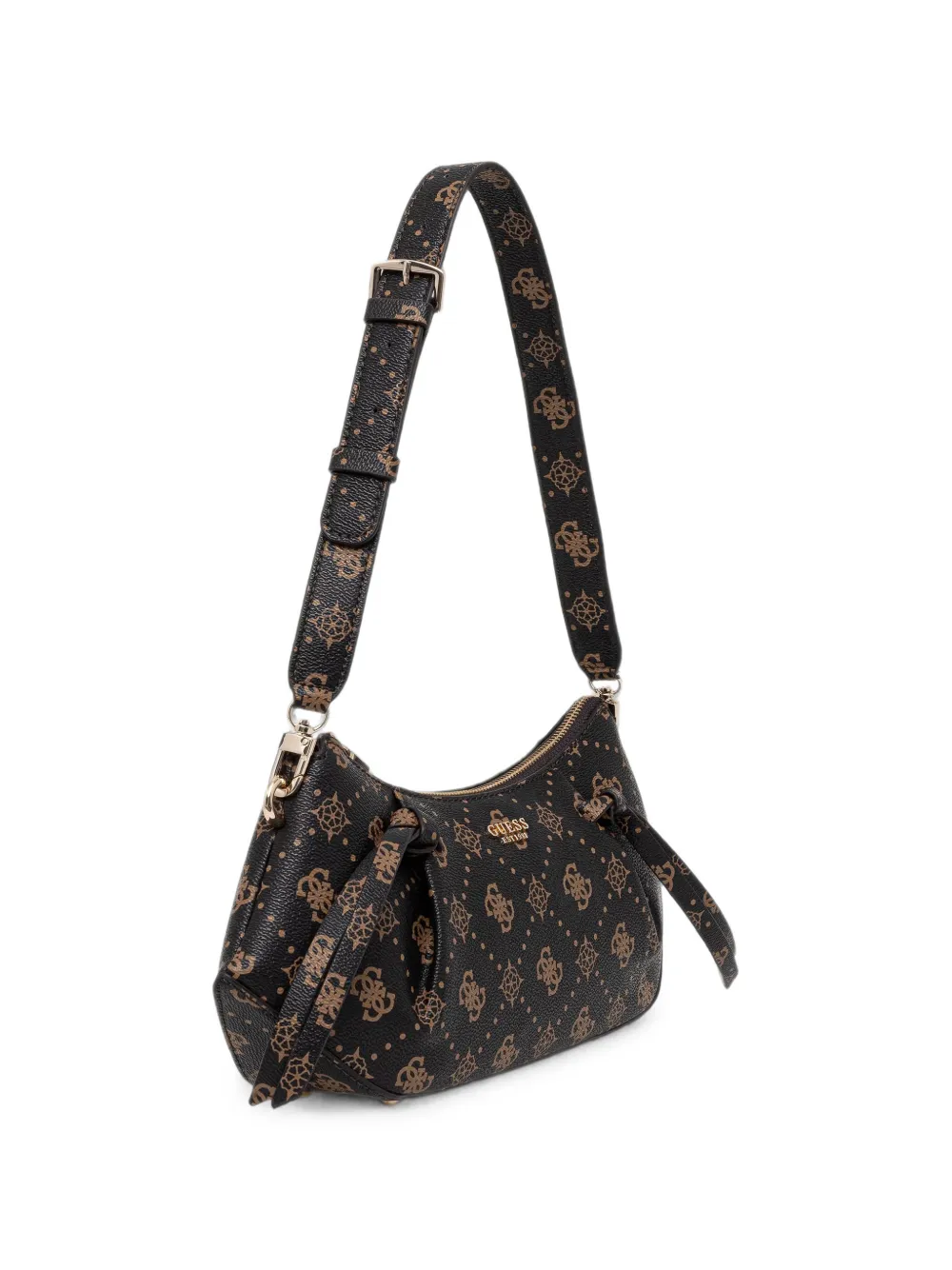 GUESS USA Allegra geknoopte schoudertas met monogramprint Bruin