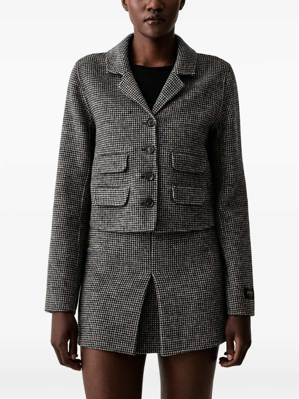 ERMANNO FIRENZE houndstooth-pattern cropped jacket Grijs