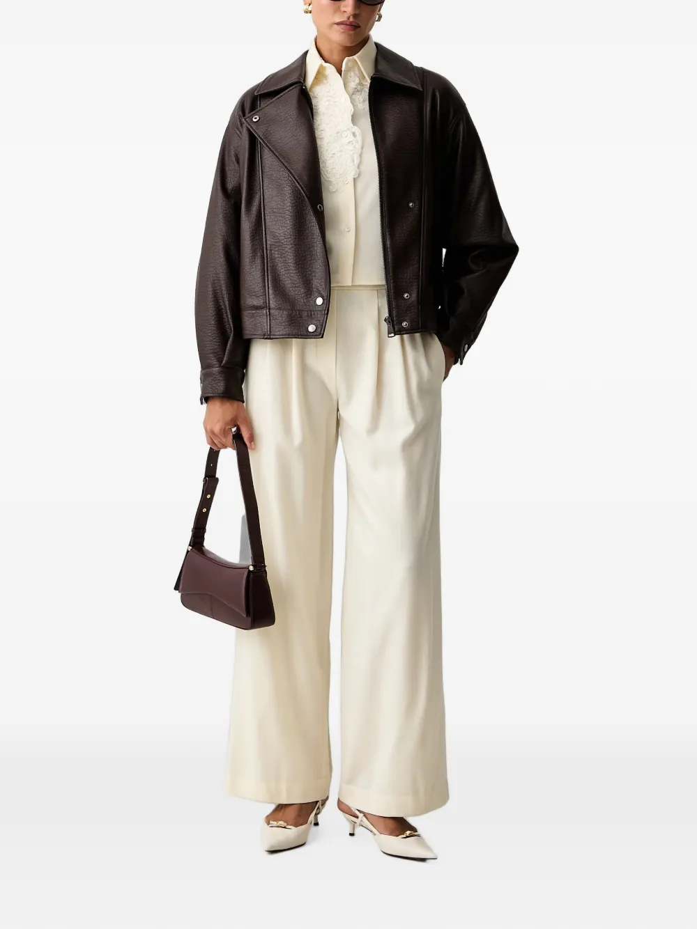 Ermanno Scervino Plooibroek met wijde pijpen Beige