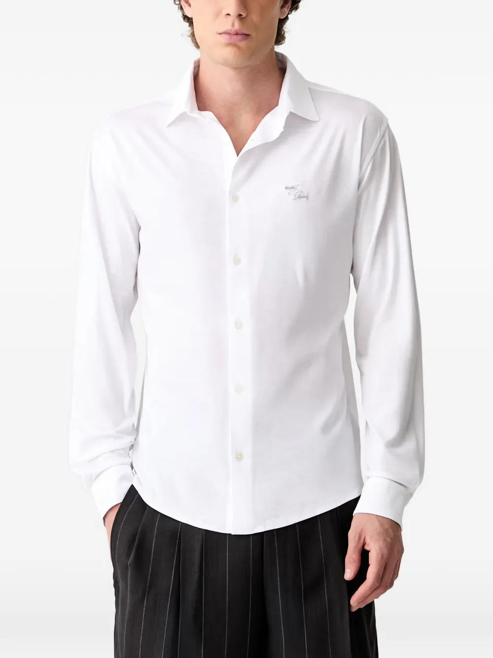 Filling Pieces embroidered-logo shirt - Weiß