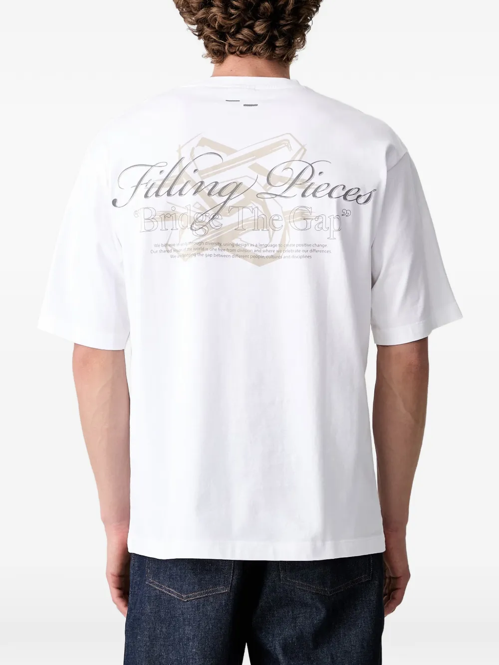 Filling Pieces Boxy Bridge The Gap T-shirt met korte mouwen en logoprint Wit